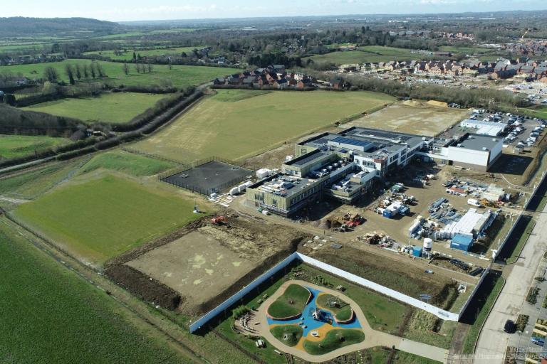 An aerial view of the new school at Glebe Farm