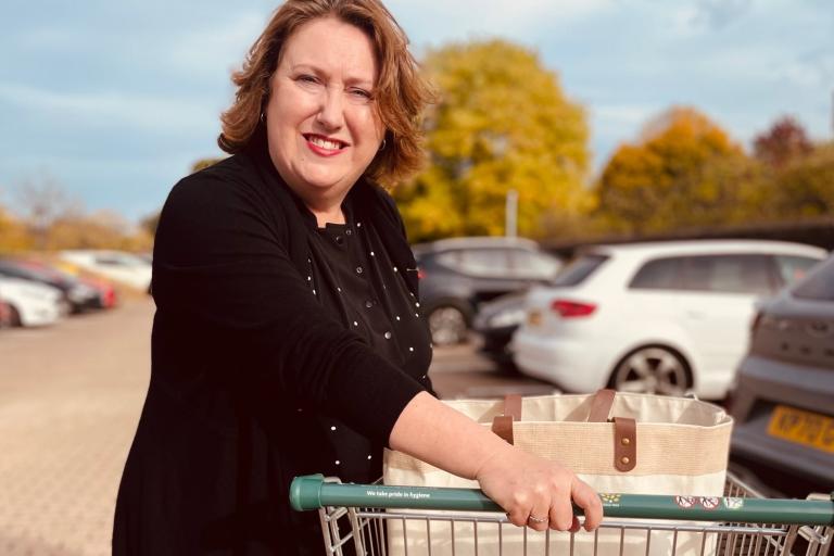 Cllr Jane Carr with a shopping trolley