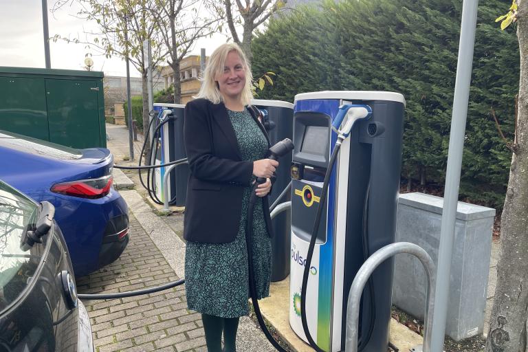 Cllr Wilson-Marklew at Electric Vehicle Charging Point