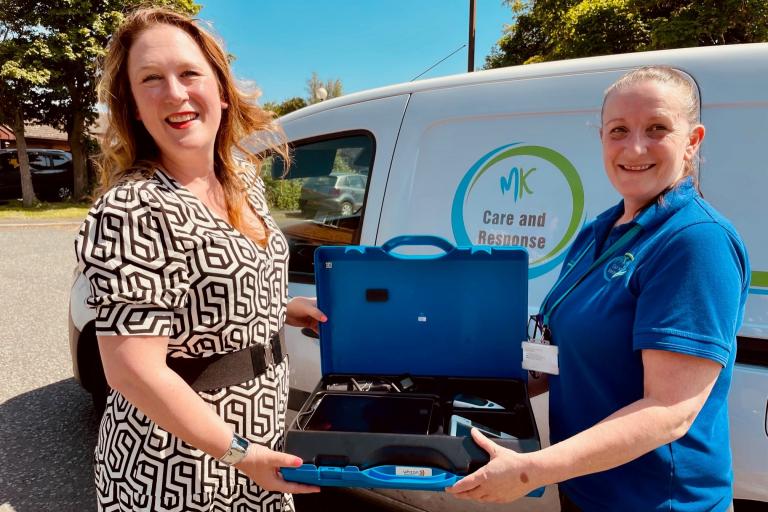 Cllr Emily Darlington with Beverley from the City Council's Care and Response team