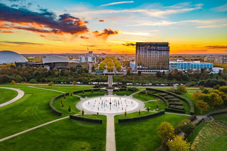 An aerial shot of Milton Keynes