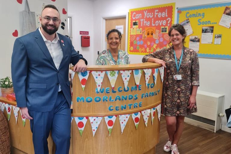 Cllr Joe Hearnshaw with staff at Moorlands Family Centre