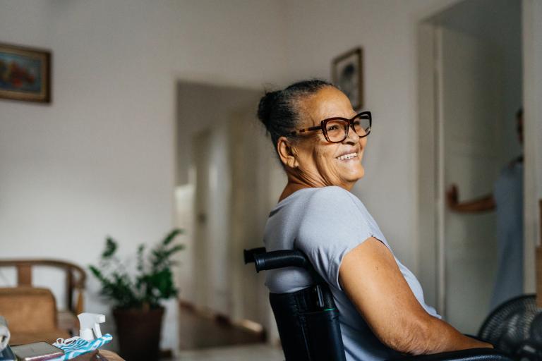 Woman happy at home