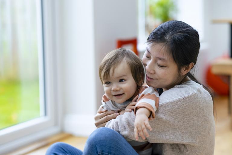 Woman and her young child