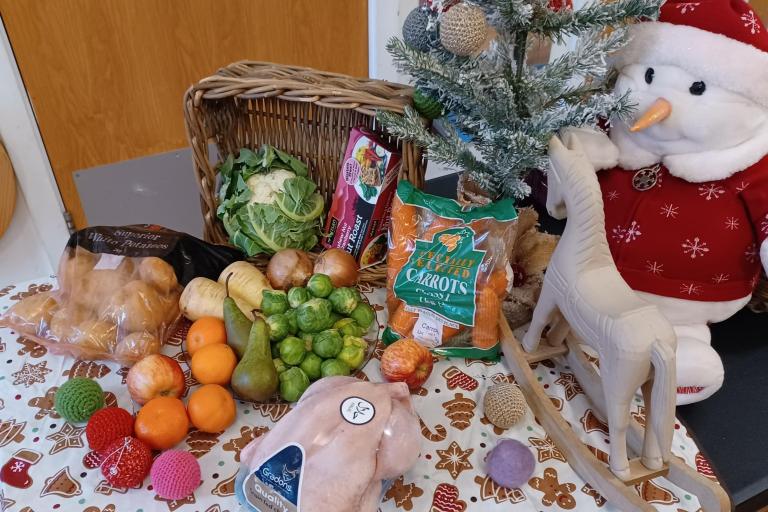 One of the Xmas food boxes delivered to families across MK