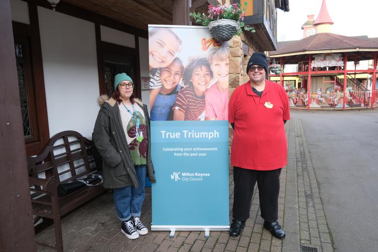 Staff welcome children to an event at Gulliver's Land this week